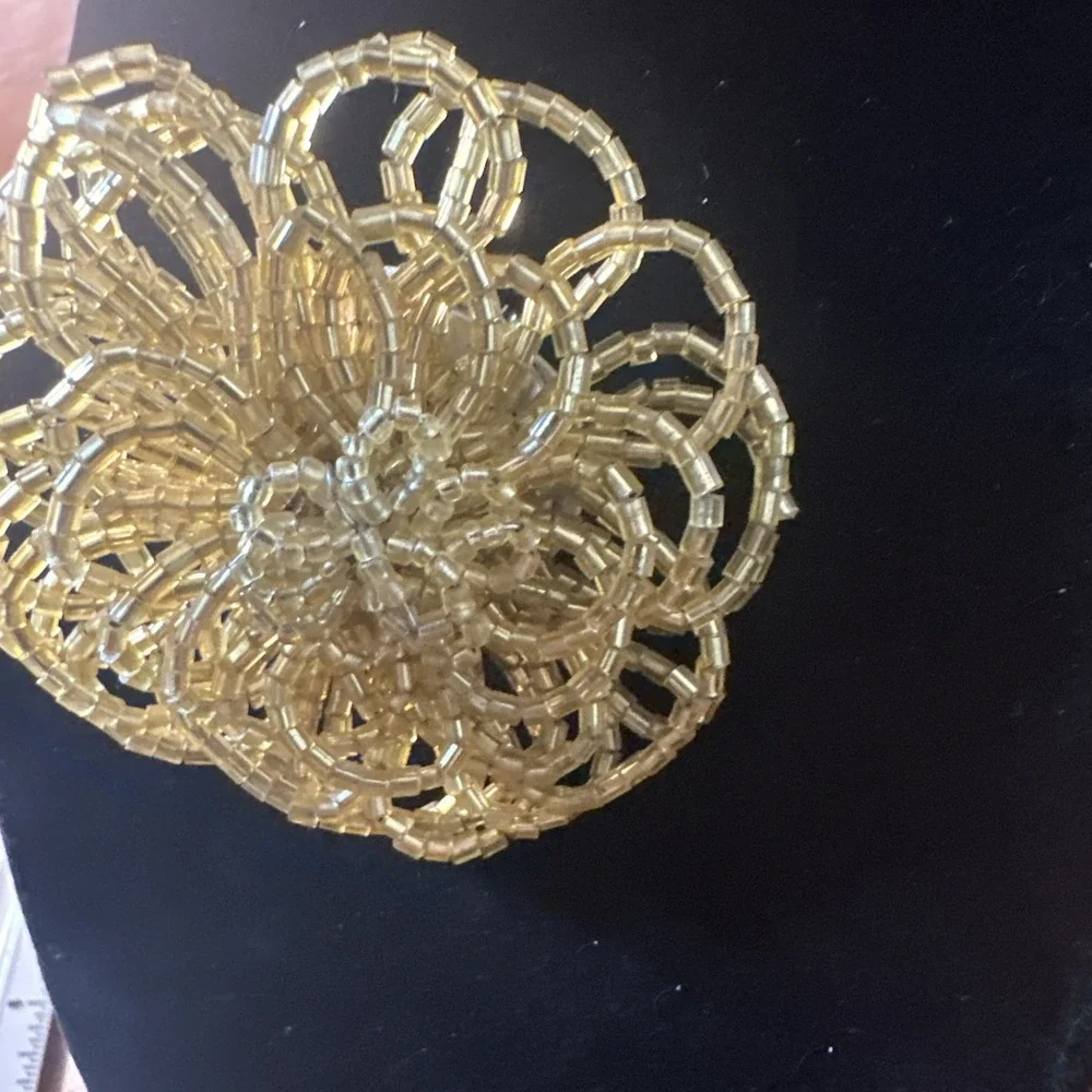 Talbots Brooch Beaded Gold-tone Pin 2.25 Great Condition VTG